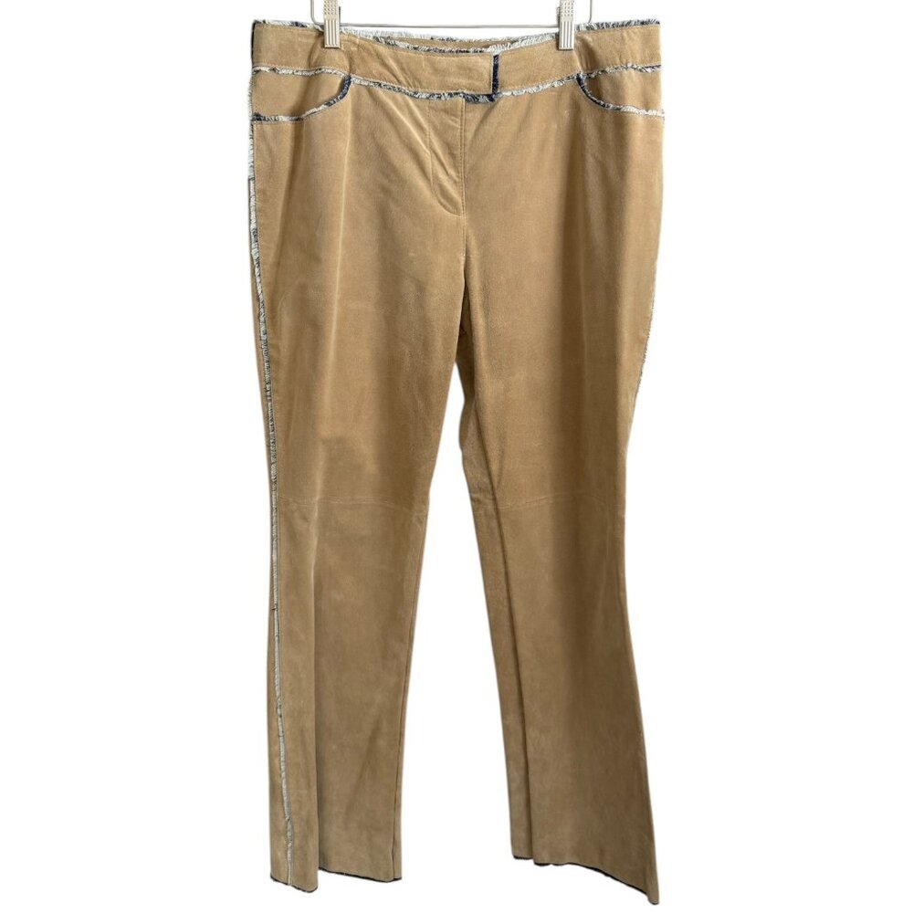 Vintage INC International Concepts Leather Bootcut Pants Tan 14 Western Boho
